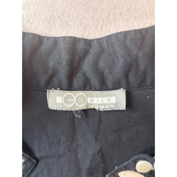 Go Silk Womens Black Tunic Top With Embroidered Detailing pit to pit 25 - Picture 6 of 9